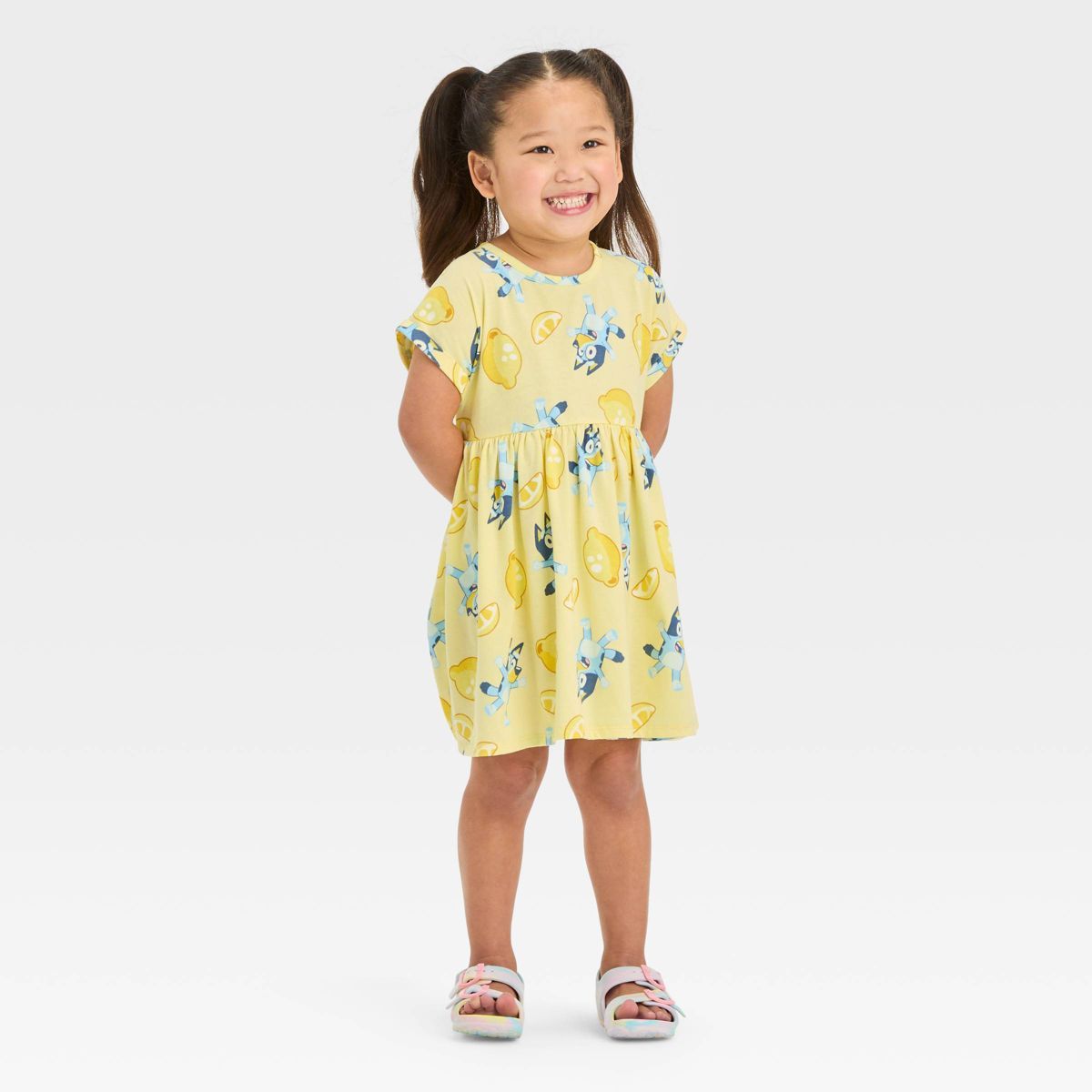 Toddler Girls' Bluey Short Sleeve T-Shirt Dress - Yellow | Target