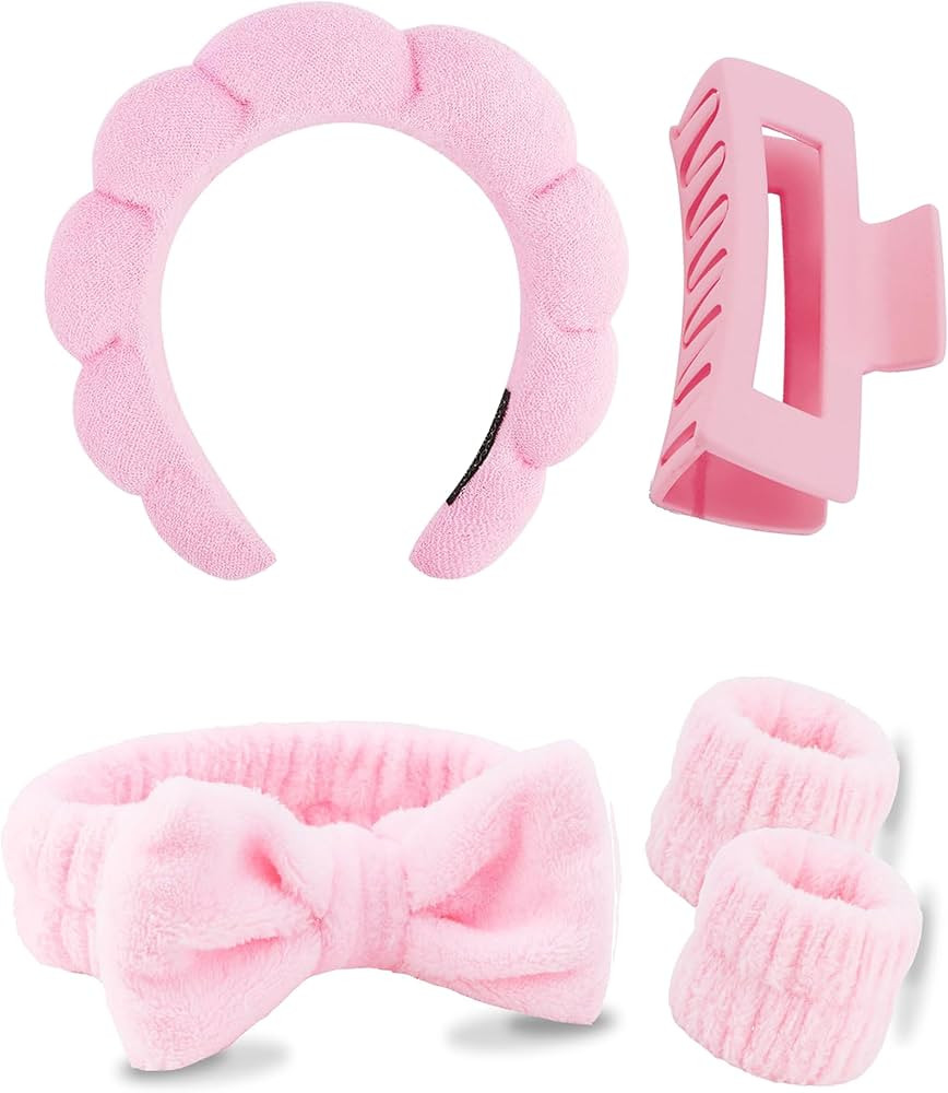 5 Pcs Spa Headbands for Wash Face, Makeup Headband, Facial Skincare Headbands, Puffy Sponge Spa H... | Amazon (UK)