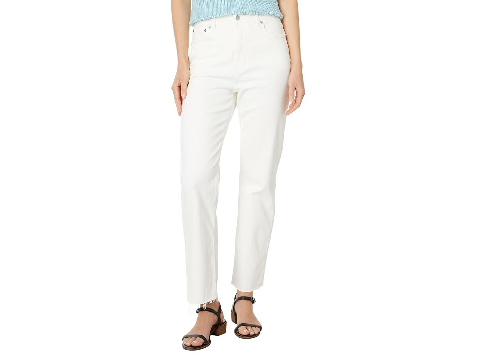 Madewell The '90s Straight Crop Jean in Tile White: Raw-Hem Edition Women's Jeans Tile White : 29 27.5, Cotton/Denim/Elastane | Zappos
