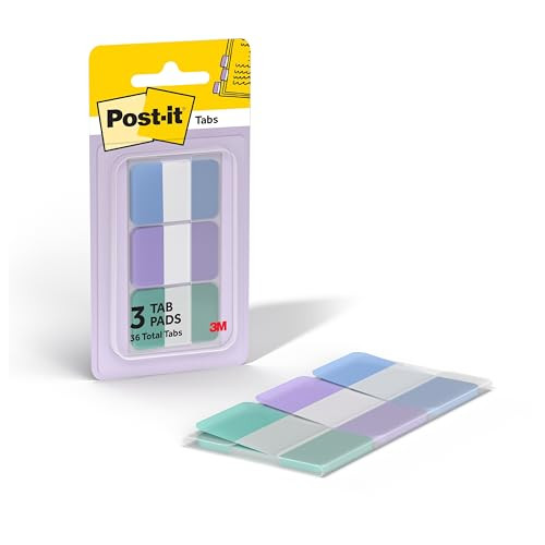 Post-it Sticky Tabs, 1 x 1.5 in, Warm Pastels, 3 Pads, 36 Tabs Total | Amazon (US)