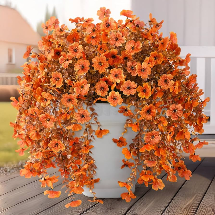 Artificial Fake Fall Flowers Faux Mums for Outdoor Outside Decoration | Amazon (US)