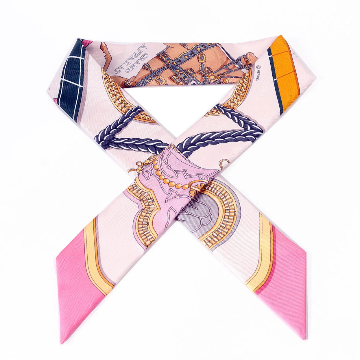 Grand Apparat Twilly Silk Scarf Pink/Multicolor | Keeks Designer Handbags