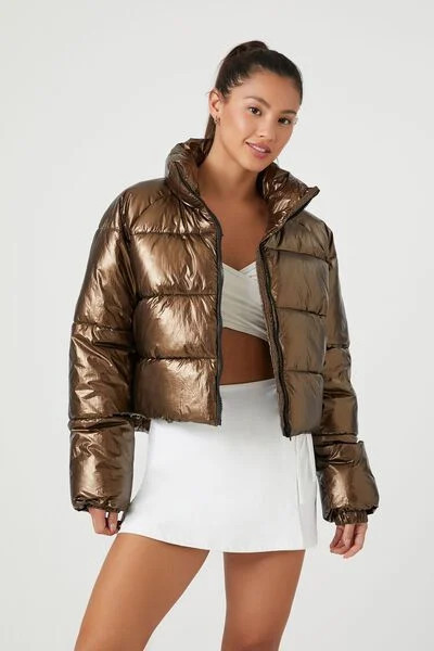 Active Metallic Puffer Jacket | Forever 21 (US)