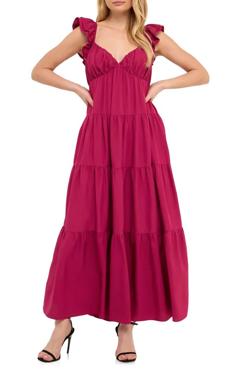 Free the Roses Ruffle Sleeve Maxi Dress | Nordstrom | Nordstrom