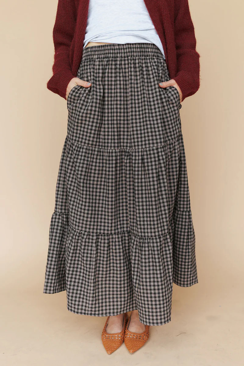 Carmen Gingham Skirt in Black | Henly