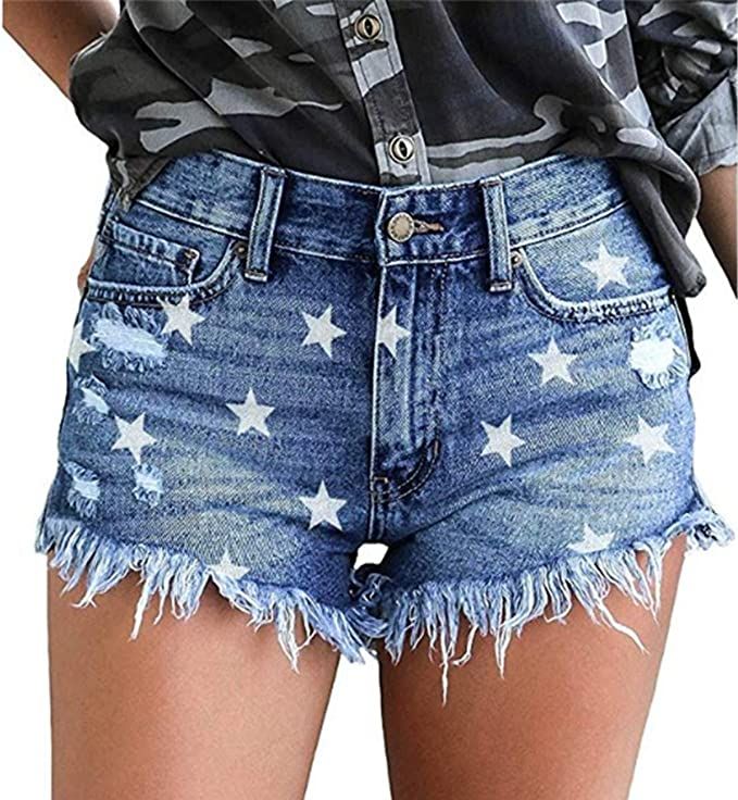onlypuff Denim Shorts Hot Shorts for Women Casual Summer Mid Waisted Shorts with Pockets | Amazon (US)