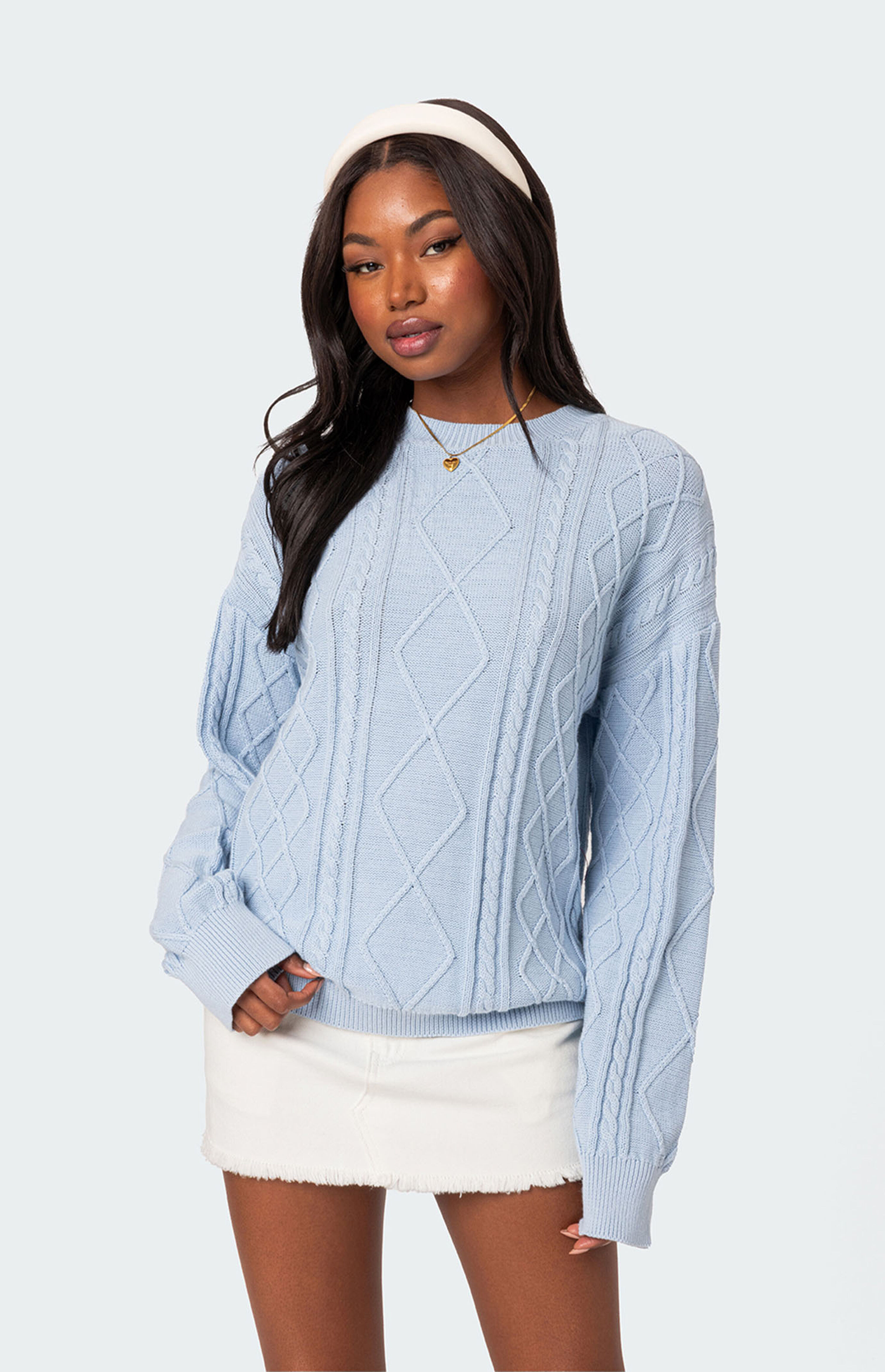 Edikted Jessy Cable Knit Oversized Sweater | PacSun