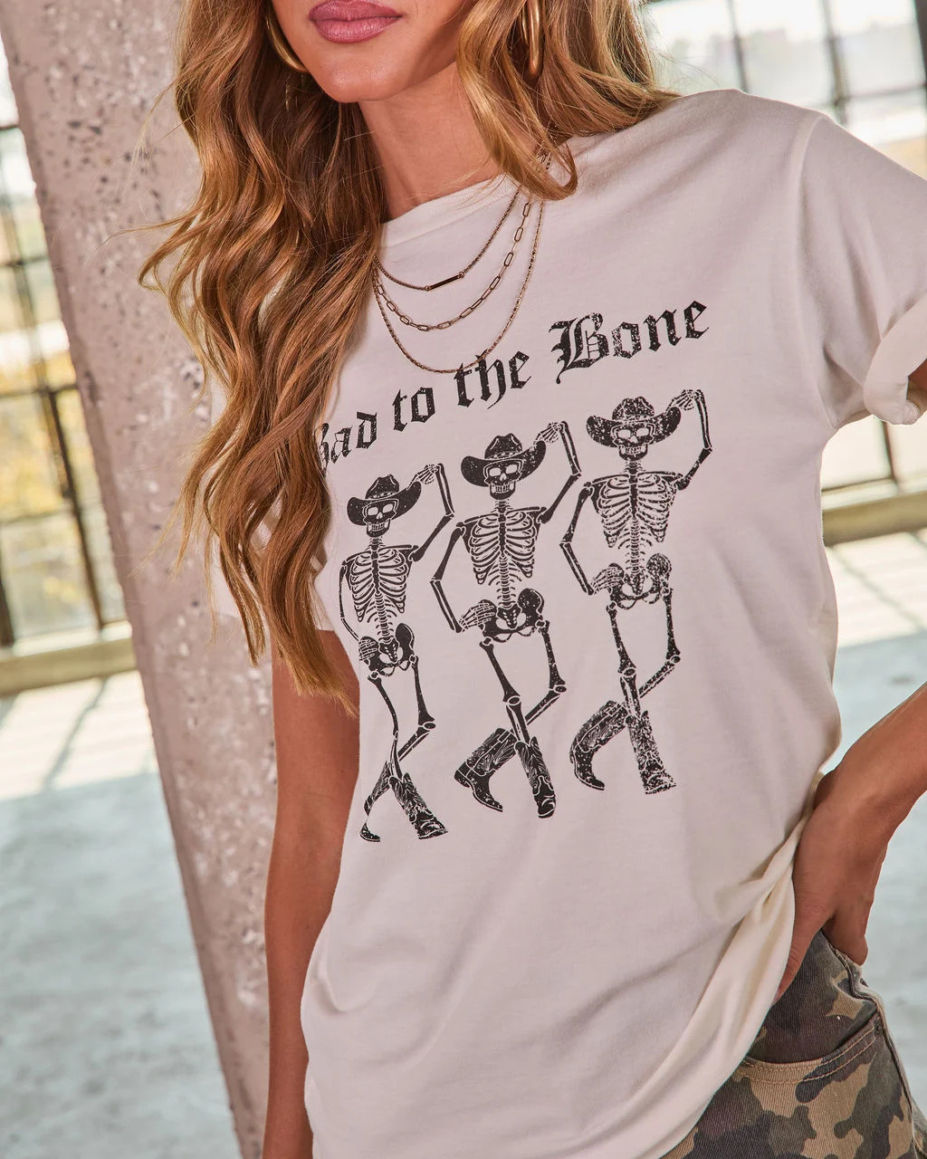 Bad To The Bone Cotton Graphic Short Sleeve Tee | VICI