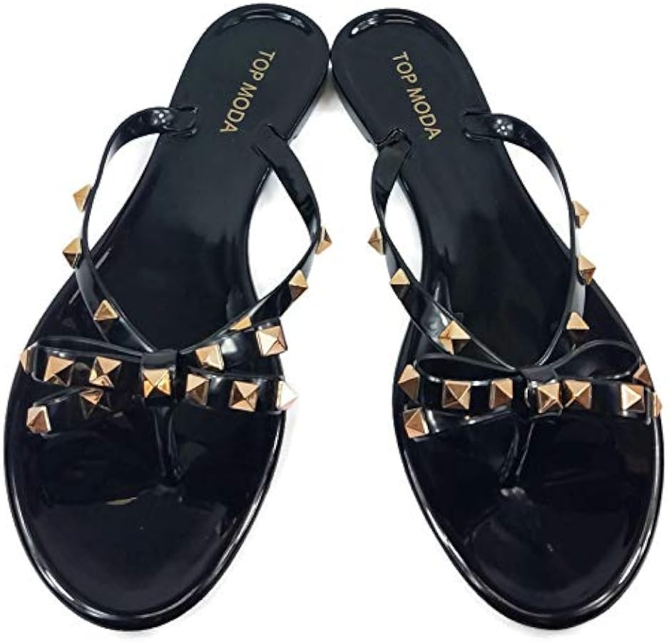 TOP Moda Womens Studded Jelly Flip Flops Sandals with Bow | Amazon (US)