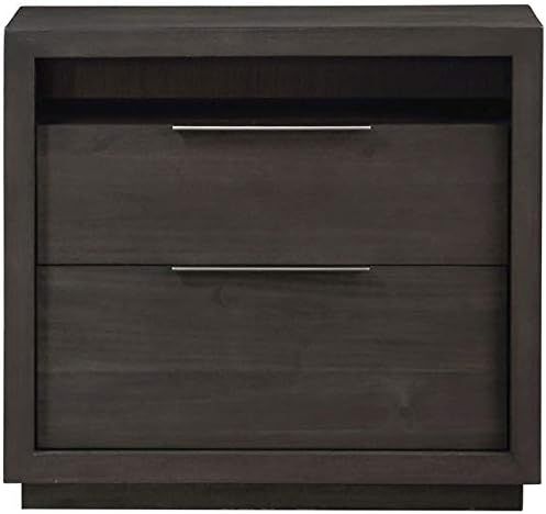 Modus Furniture Solid Wood Nightstand, 2-Drawer, Oxford - Basalt Grey | Amazon (US)