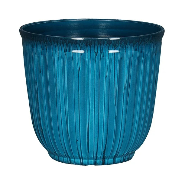 Better Homes & Gardens Kamala Light Blue Resin Planter, 10.7in x 10.7in x 9.69in | Walmart (US)