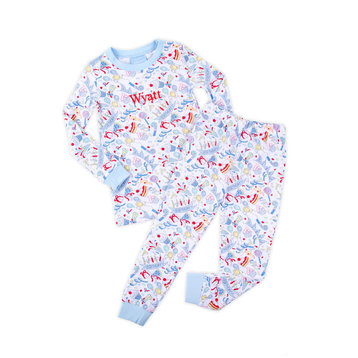 Birthday Boy Knit Print Blue Rib Pajamas | Classic Whimsy