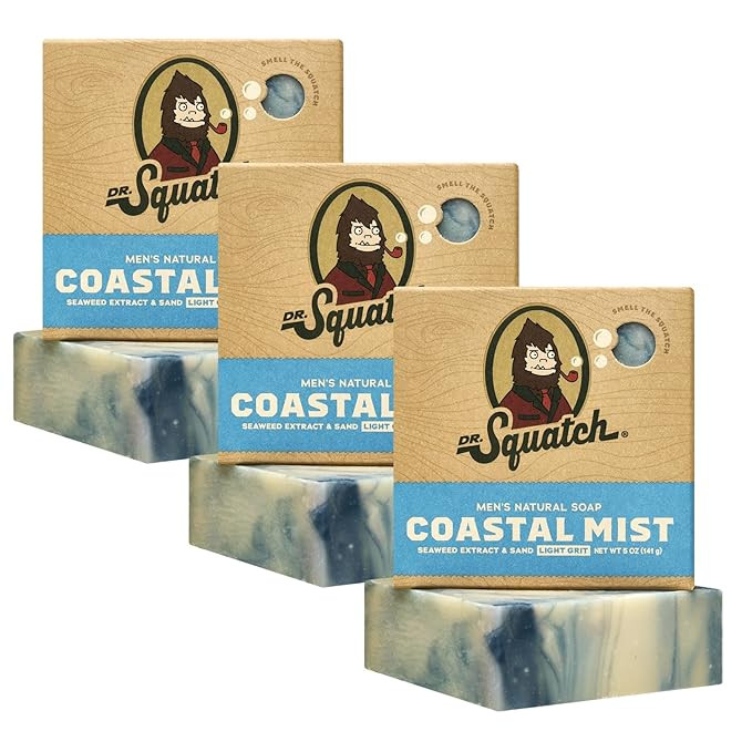 Dr. Squatch Natural Bar Soap for Men - Cold Process Soap with No Harsh Chemicals - Coastal Mist (... | Amazon (US)
