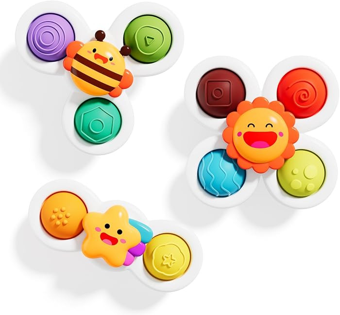 3PCS Pop Suction Cup Spinner Sensory Airplane Travel Toys for 1 Year Old Boy Girl Infant Toddlers... | Amazon (US)
