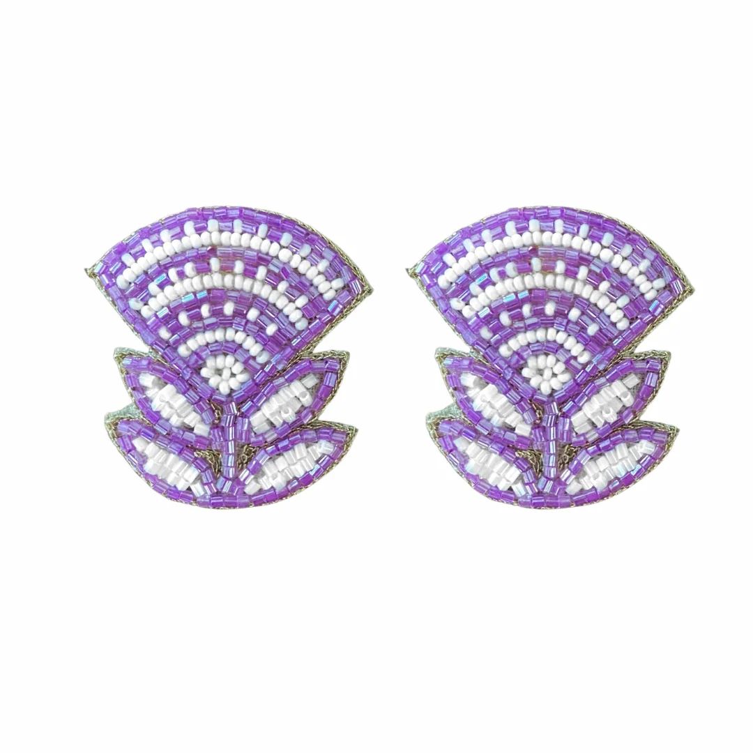 Block Print Flower Earrings in Lavender | Beth Ladd Collections