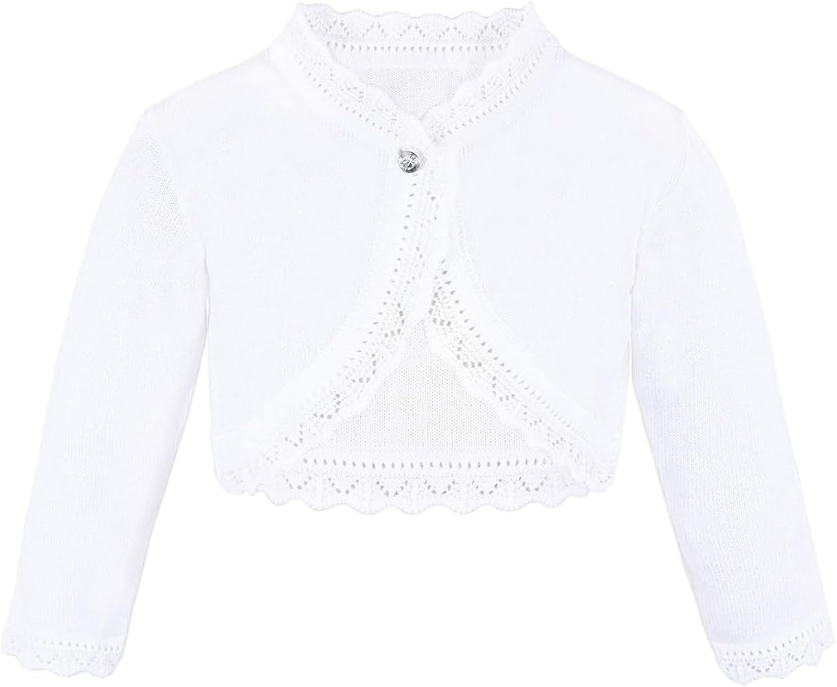 Lilax Little Girls' Knit Long Sleeve Button Closure Bolero Cardigan Shrug | Amazon (US)