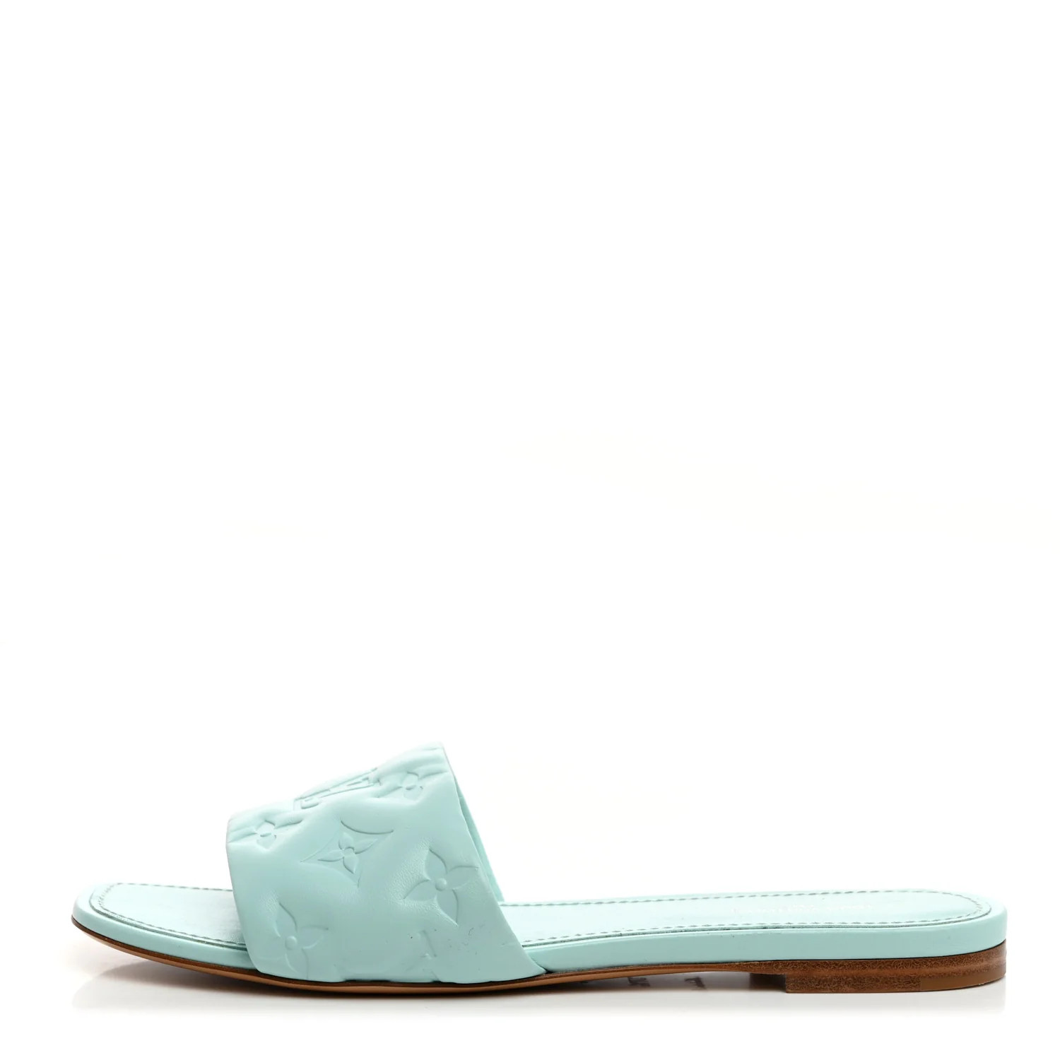 Lambskin Embossed Monogram Revival Flat Mules 37.5 Vert D'eau Green | FASHIONPHILE (US)