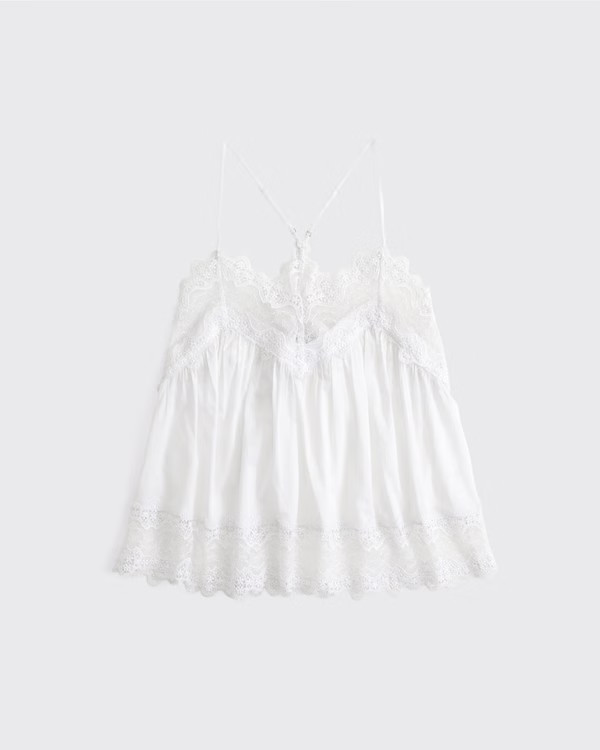 Lace-Trim V-Neck Cami | Abercrombie & Fitch (US)