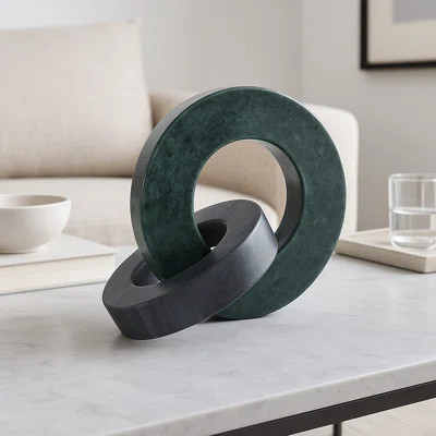 Usko Elegant Double Ring Marble Sculpture Statues For Home Decor - Decorations For Living Room Style With Figurines Or Decorative Objects - 8 | Wayfair North America
