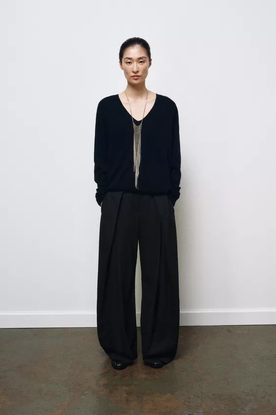 ZW COLLECTION WIDE LEG PLEATED PANTS | Zara US