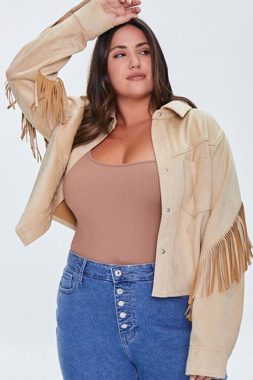 Plus Size Faux Suede Fringe Jacket | Forever 21 (US)