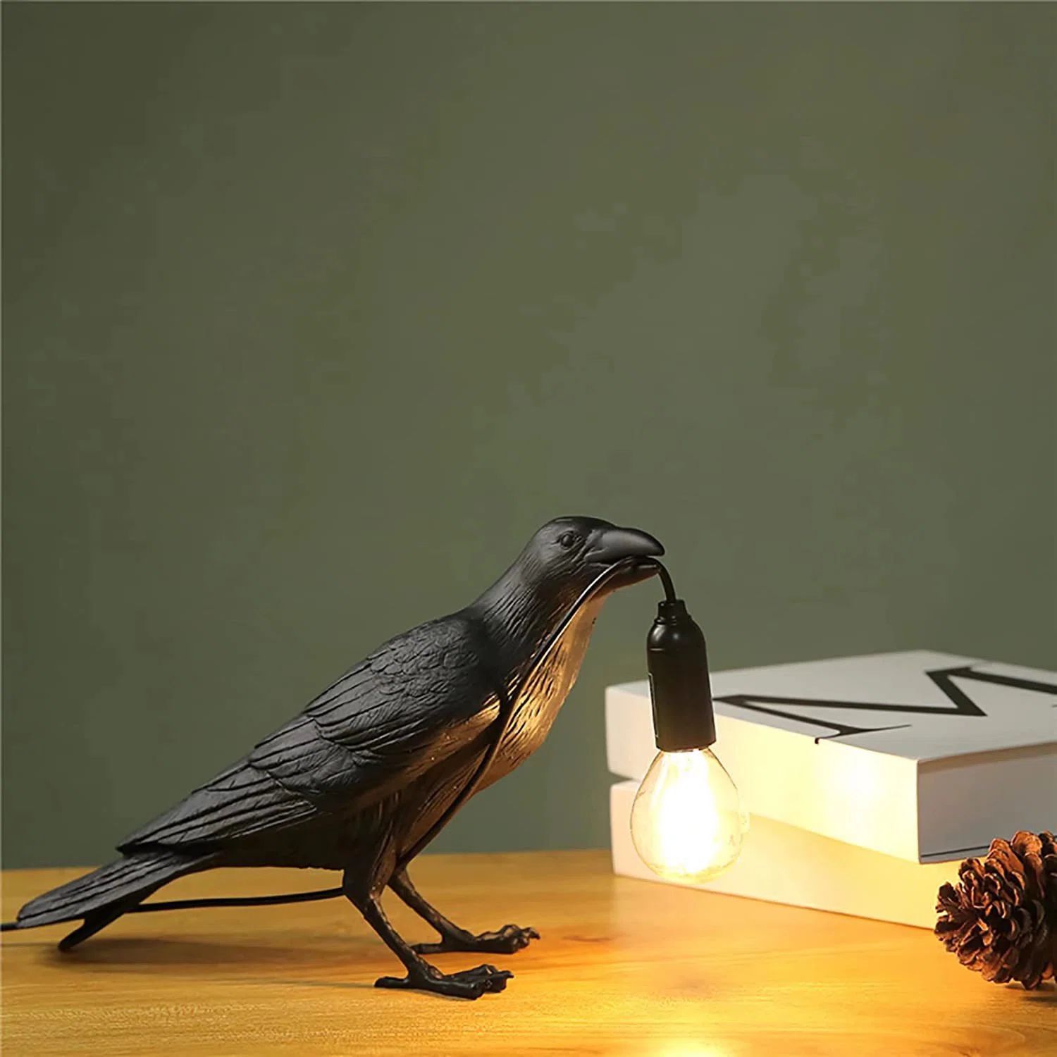 Loon Peak® Raven Table Lamp LED Resin Novelty Lamps Pulg in Halloween Decorative Desk Light & Re... | Wayfair North America