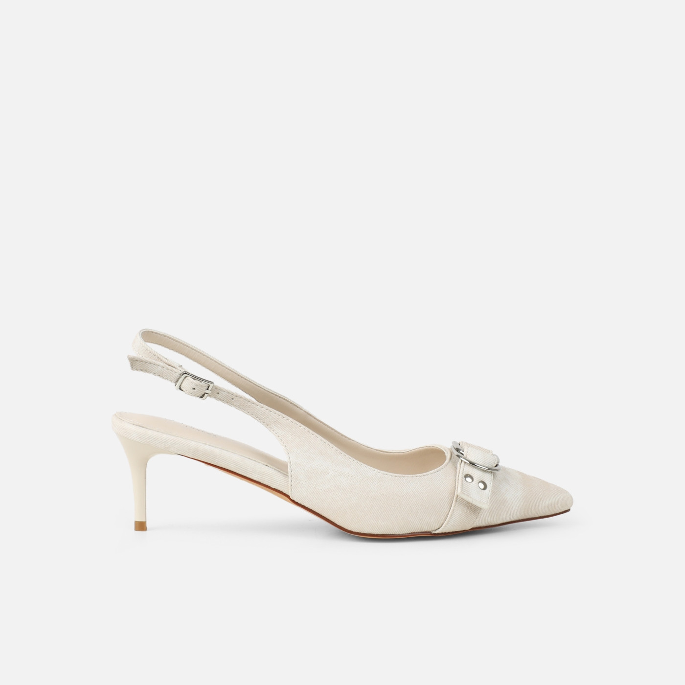 Garnet Oat Denim Low Court Shoes | Simmi Shoes