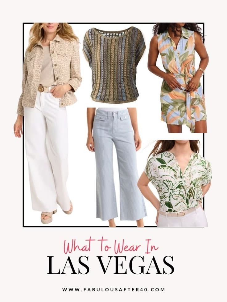 Las Vegas style is all about a little sparkle, a little confidence, and a lot of “main character energy” ✨

I like to keep things chic but easy — think breathable fabrics for the daytime heat, then switch it up at night with something a bit more elevated (hello statement dress or a sleek set). Comfortable shoes are a must… because you will be walking more than you think!

It’s the kind of place where you can go from poolside to dinner to lights-on-the-strip glam all in one day, so I always pack pieces that can mix, match, and feel a little extra without trying too hard.

#LTKSeasonal #LTKOver40 #LTKTravel