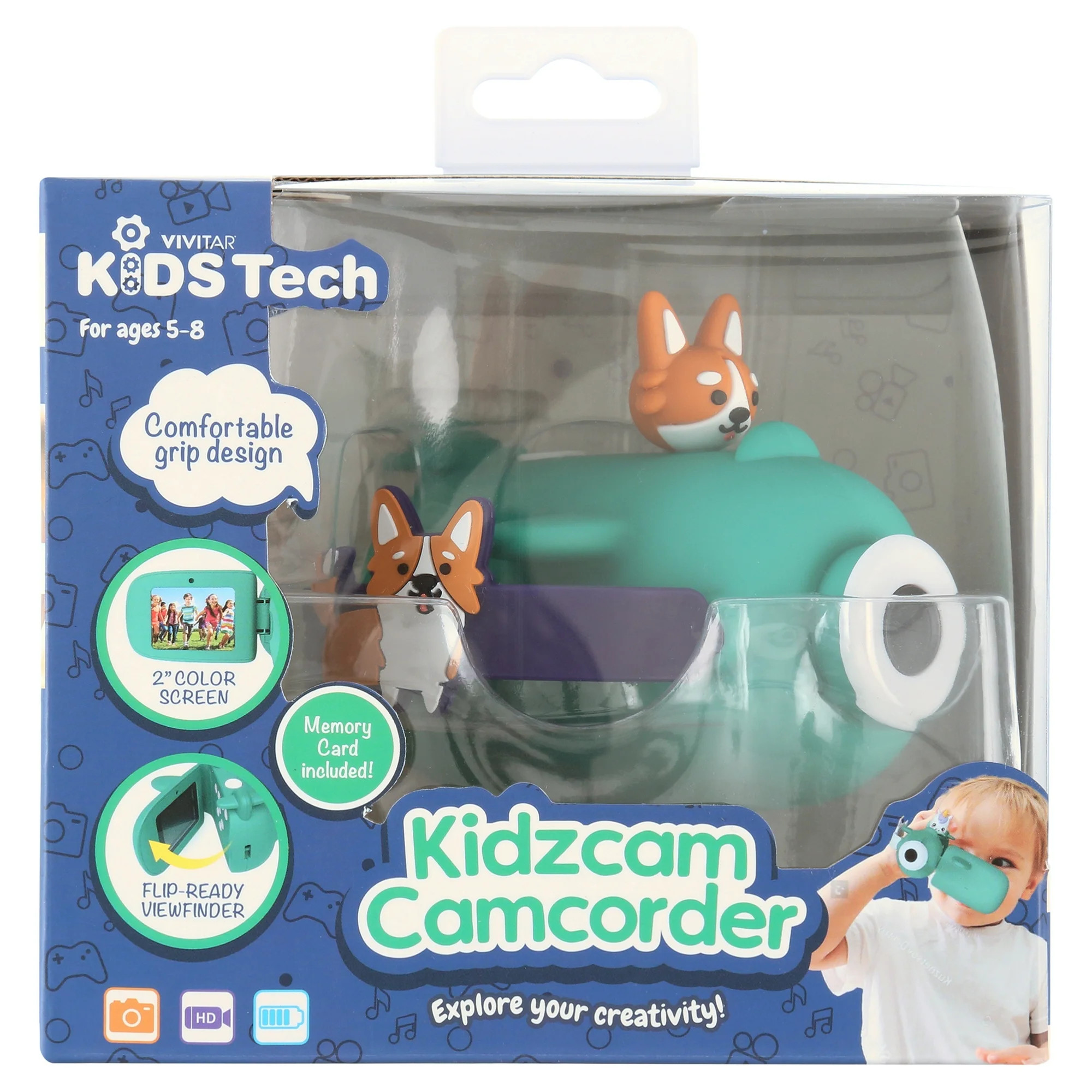 Vivitar Kidztech Camcorder for Kids, Teal Corgi Digital Video Camera, Digital Zoom, Micro SD, Sin... | Walmart (US)