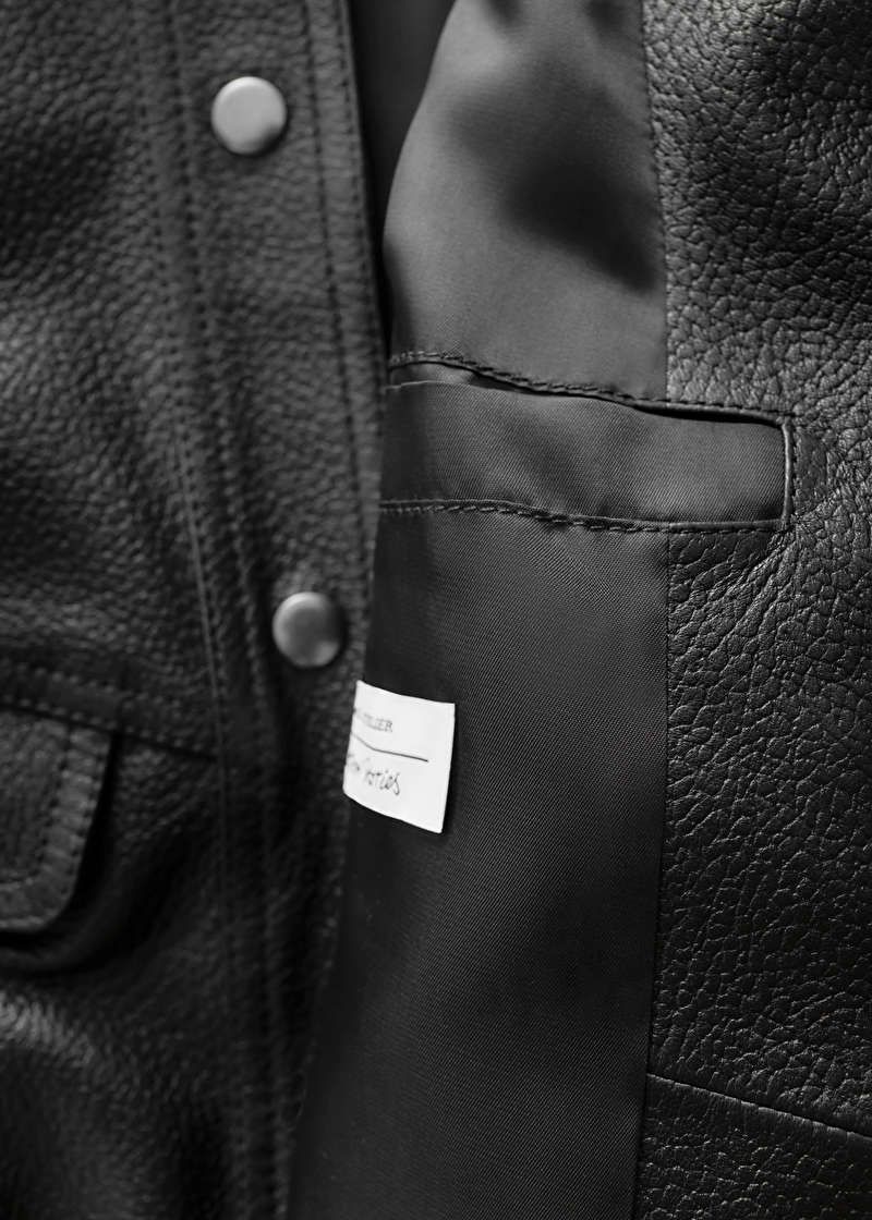Boxy Buttoned Leather Jacket | & Other Stories US