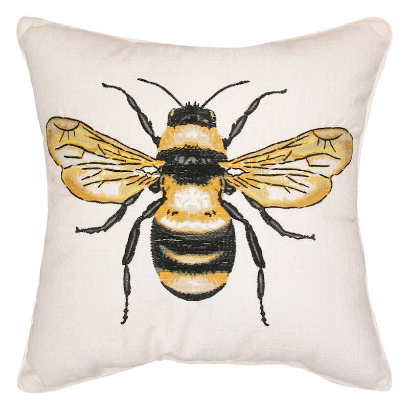 Queen Bee Embroidered Outdoor Throw Pillow, 20" | At Home