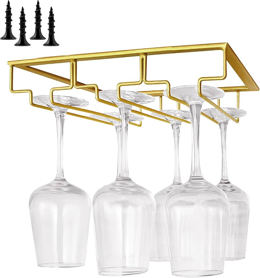 Worldity Wine Glass Rack Under Cabinet, Wine Glass Rack,Stemware Holder Metal Wine Glass Organize... | Amazon (US)