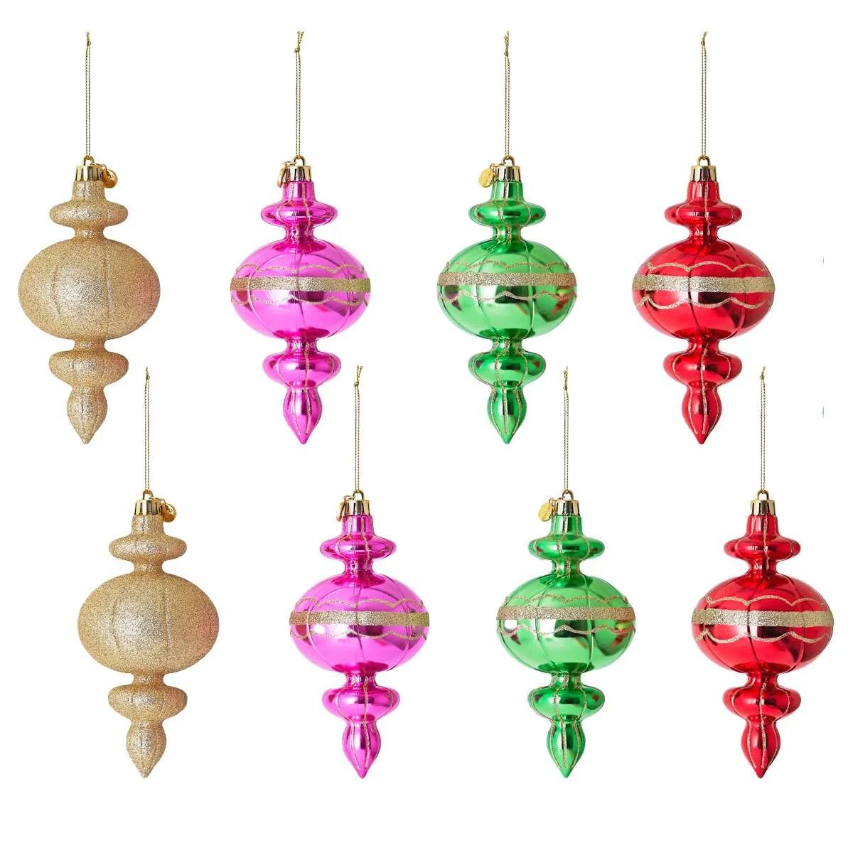 Packed Party Whimsy Bright Green and Red 8pc Onion Christmas Ornament Set | Walmart (US)