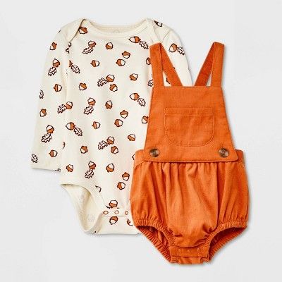 Baby Acorn Corduroy Bubble Bodysuit - Cat & Jack™ Rust Brown | Target