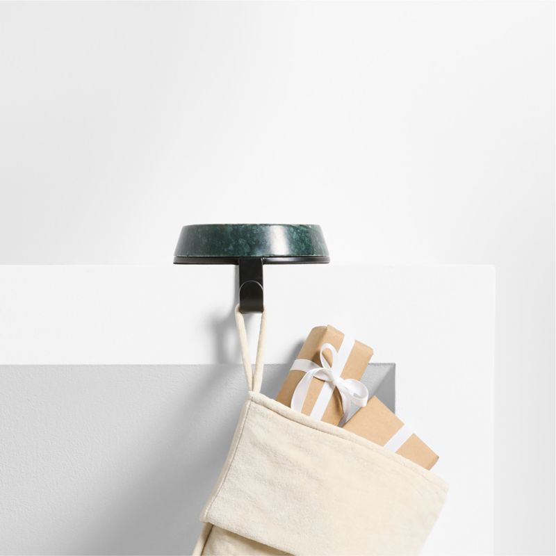 Round Green Marble Christmas Stocking Holder | Crate & Barrel | Crate & Barrel