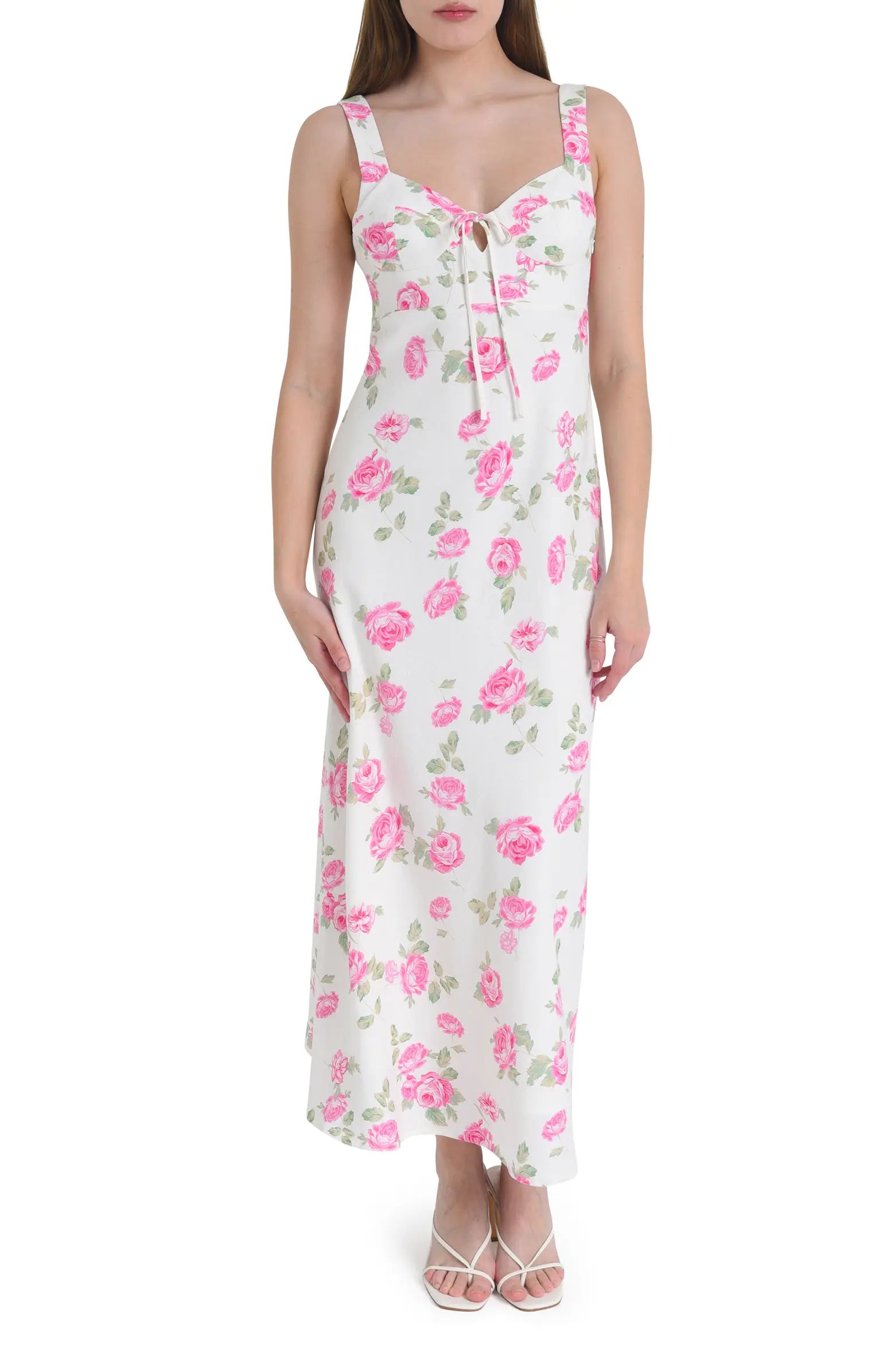 Romeo Floral Linen Blend Midi Dress | Nordstrom