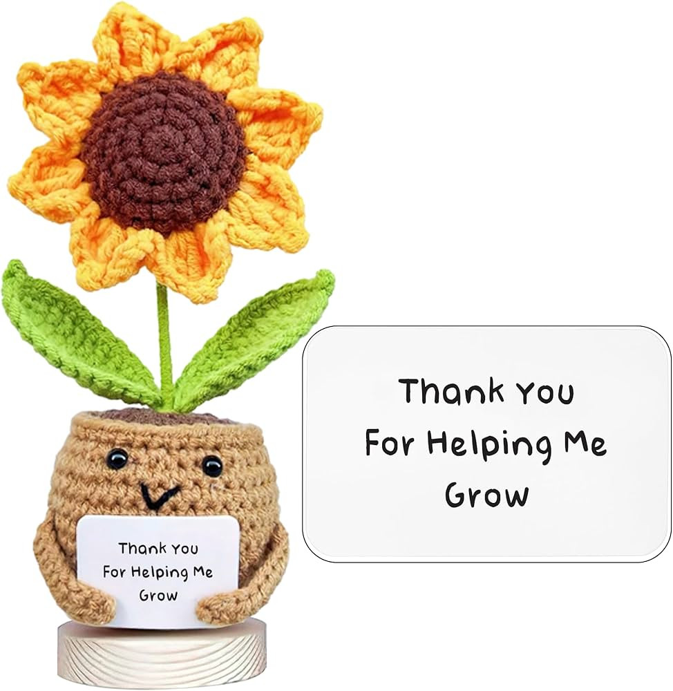 Gossby Handmade Positive Sunflower Doll Crochet with Card - Thank You for Helping Me Grow - Teach... | Amazon (US)