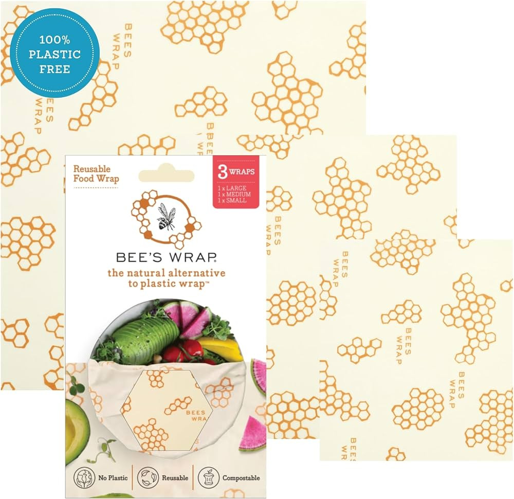 Bee's Wrap Assorted 3 Pack, Eco Friendly Reusable Beeswax Food Wraps, Sustainable, Zero Waste, Plastic Free Alternative for Food Storage - 1 Small, 1 Medium, 1 Large | Amazon (CA)