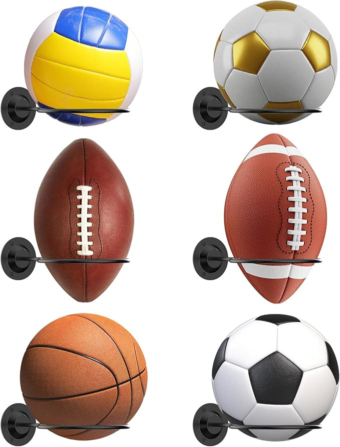 Basketball & Sports Ball Holder - Wall Mount Display Storage for Basketball, Soccer, Volleyball, ... | Amazon (US)
