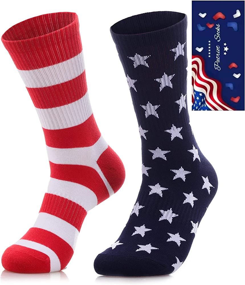 ZXGXLAW American USA Flag Socks Funny Men Women 4th July Middle Star And Stripe Patriotic Freedom... | Amazon (US)