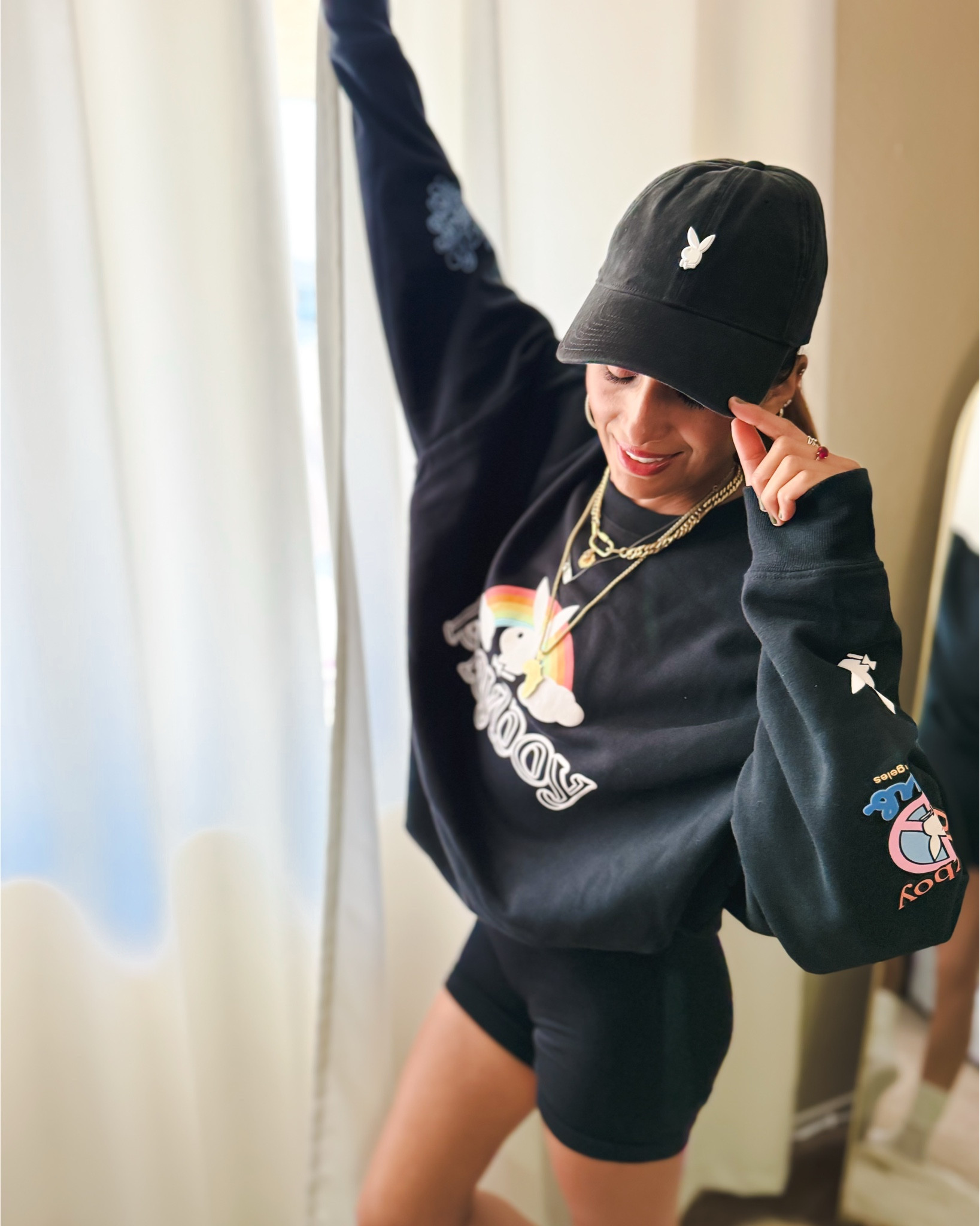 Your new favorite off-duty look 🖤 
Obsessed with my current Playboy favs 🖤 From the iconic sweatshirt to the 1953 sweatshorts, the cutest hats, and this velour set… every piece is such a statement. Effortless, comfy, and cool-girl approved—perfect for lounging, errands, or elevating your casual style. These are the pieces you’ll keep reaching for ✨ #LTKStyle #LTKFinds


playboy clothing women, playboy sweatshirt outfit, 1953 sweatshorts, playboy velour set, matching velour tracksuit women, casual streetwear outfit women, comfy loungewear set, trendy athleisure outfits, statement casual pieces, oversized sweatshirt outfit, cute lounge sets women, everyday casual outfits, spring lounge outfits, cool girl style outfits, hat outfit styling

#LTKootd #LTKmomlife #LTKOver40