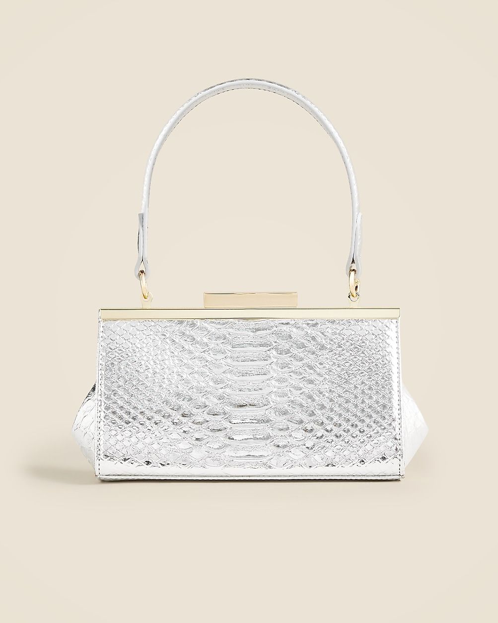 Structured three-in-one bag in metallic snake-embossed Italian leather | J. Crew US