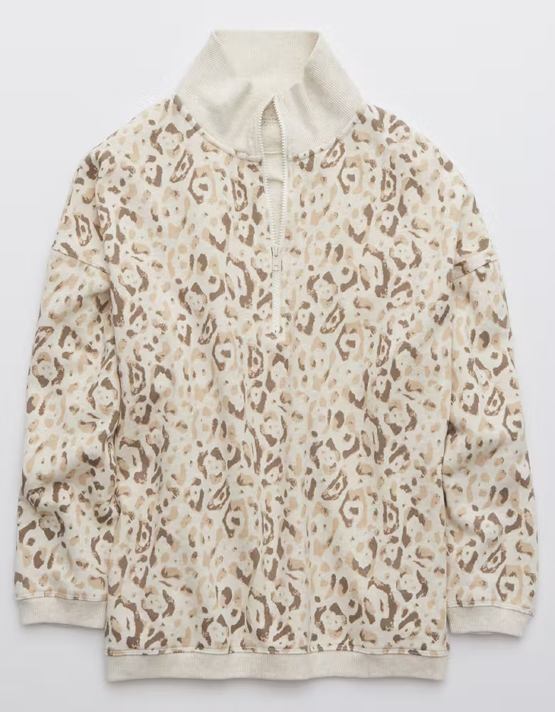 Aerie Good Vibes Oversized Quarter Zip Sweatshirt | American Eagle Outfitters (US & CA)