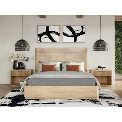 Akira - Modern Natural Oak Bed & Nightstands | Wayfair North America