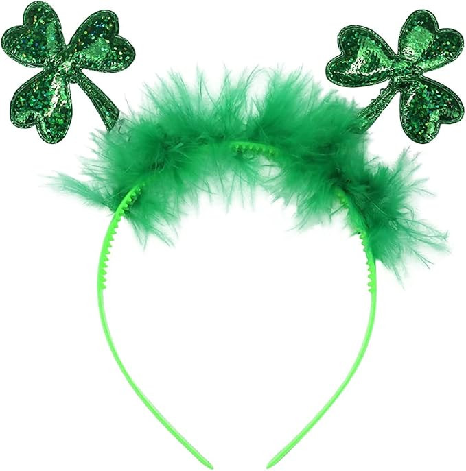 KOLONAMS St.Patrick's Day Headbands Green Shamrocks Hairband with Sequins Glitter Irish Hair Hoop... | Amazon (US)