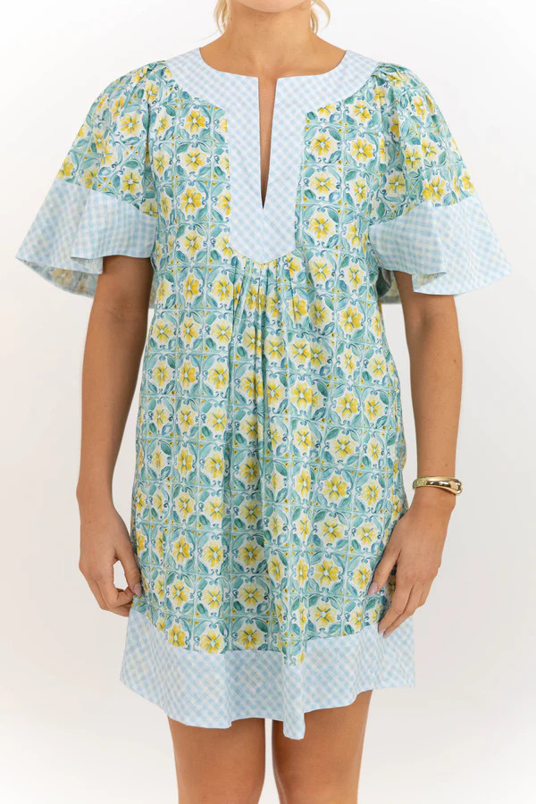 Just A Theory Light Blue Tile Dress | The Mint Julep Boutique