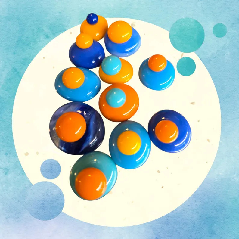 Flower Dots 96 coe "RETRO" Blues/Oranges Mix | Etsy (US)