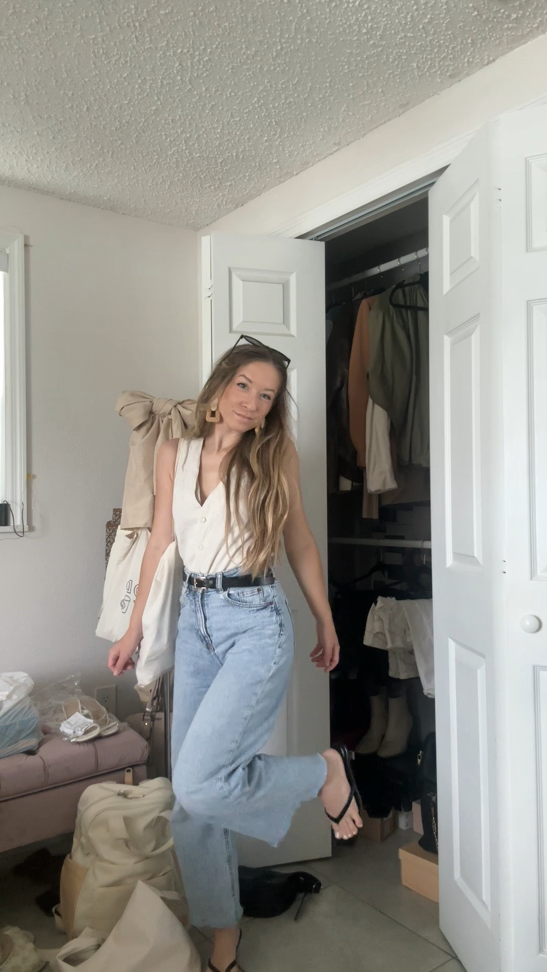 Casual vest and denim jeans outfit for summer🤍 favorite jeans from h&m (size up for a looser fit)

#LTKootd #LTKSeasonal