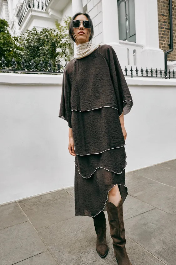 RUFFLED MIDI DRESS | Zara UK