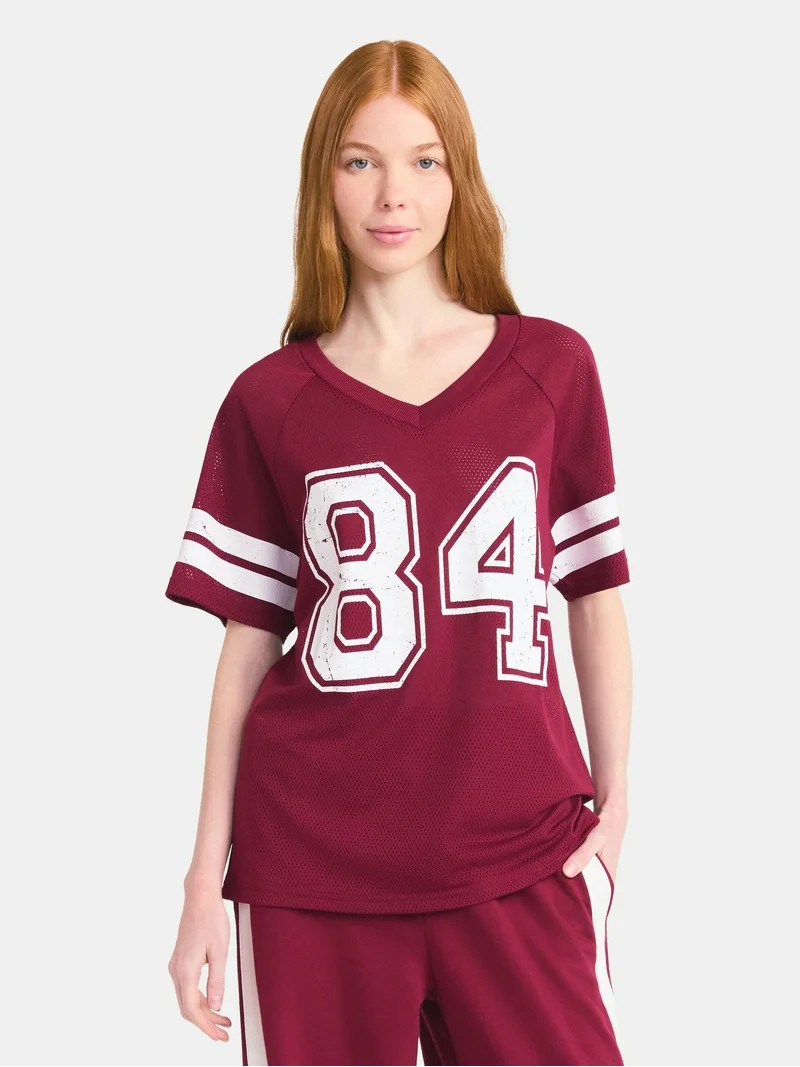 No Boundaries Graphic Mesh Football Tee, Women's | Walmart (US)